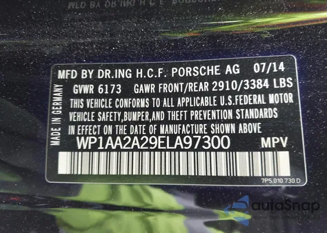 2014 Porsche Cayenne Platinum Edition из США, поврежденный, VIN WP1AA2A29ELA97300